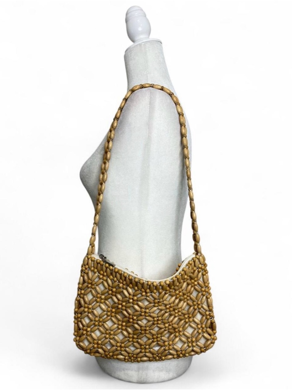 The Sak Retro style wooden beaded bohemian shoulder bag